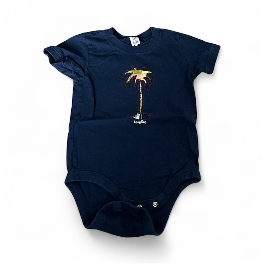 🔵GAP: Boy 18-24 months, navy blue palm tree design body suit, short sleeve🔵